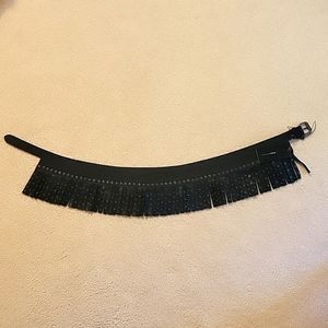 BCBG MAXAZRIA black fringe belt with chrome embellishments S/M size